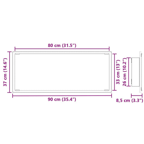 vidaXL Mirror Wall-mounted Old wood 90 x 8.5 x 37 cm Engineered Wood