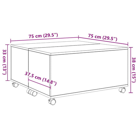 vidaXL Coffee Table Black oak 75 x 75 x 38 cm Engineered wood