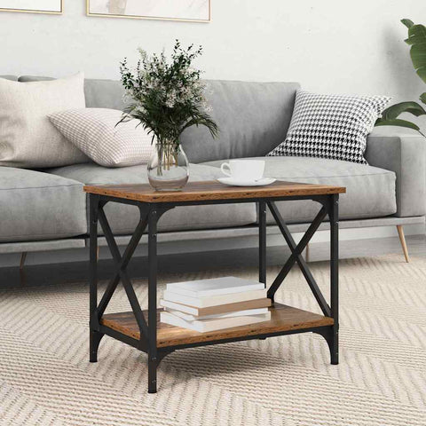 vidaXL Side Table with Shelf Old wood 55 x 38 x 45 cm Engineered wood
