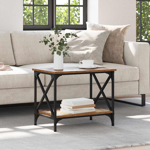vidaXL Side Table with Shelf Old wood 55 x 38 x 45 cm Engineered wood