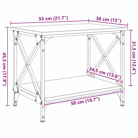 vidaXL Side Table with Shelf Old wood 55 x 38 x 45 cm Engineered wood