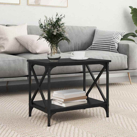 vidaXL Side Table with Shelf Black oak 55 x 38 x 45 cm Engineered wood