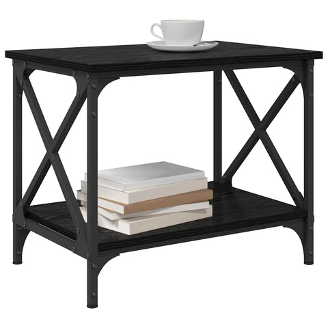 vidaXL Side Table with Shelf Black oak 55 x 38 x 45 cm Engineered wood