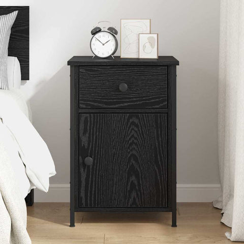 vidaXL Bedside Cabinet Black oak 40 x 42 x 60 cm Engineered wood