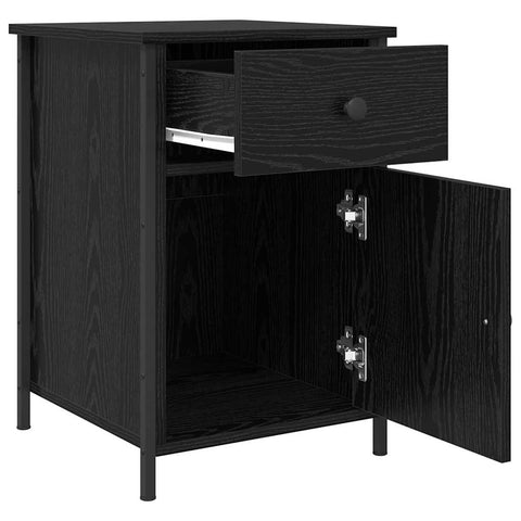 vidaXL Bedside Cabinet Black oak 40 x 42 x 60 cm Engineered wood