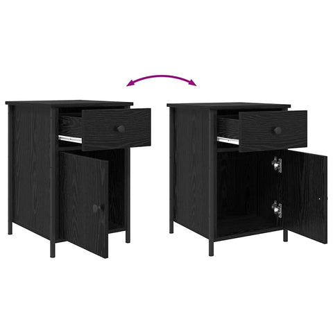 vidaXL Bedside Cabinet Black oak 40 x 42 x 60 cm Engineered wood