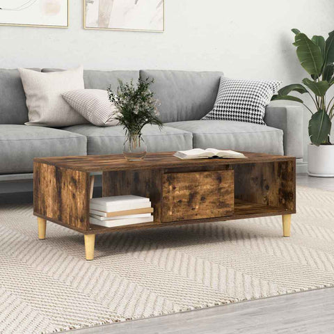 vidaXL Coffee Table Smoked oak 103.5 x 60 x 35 cm Engineered wood