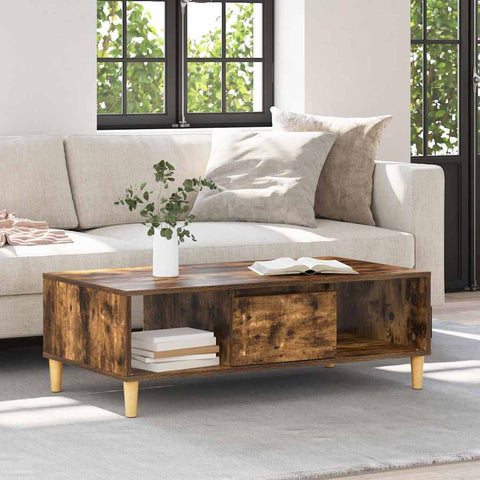 vidaXL Coffee Table Smoked oak 103.5 x 60 x 35 cm Engineered wood