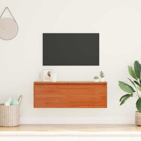 vidaXL Wall Cabinet Wax brown 100 x 30 x 35 cm Solid pine wood