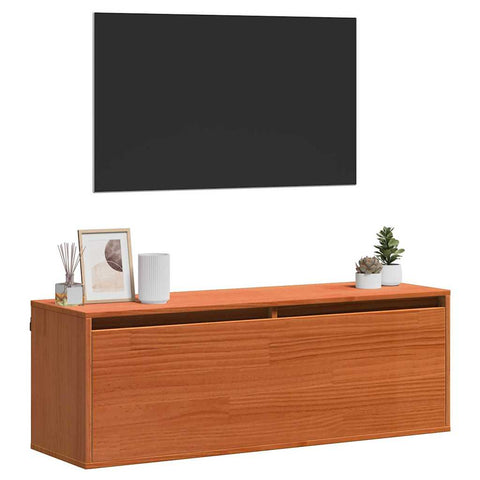 vidaXL Wall Cabinet Wax brown 100 x 30 x 35 cm Solid pine wood