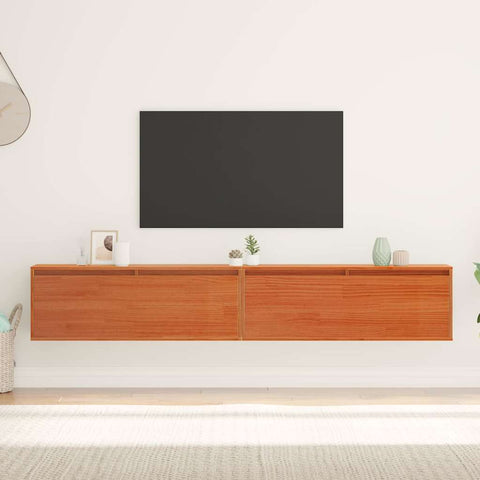 vidaXL Wall Cabinets 2 pcs Wax brown 100 x 30 x 35 cm Solid pine wood