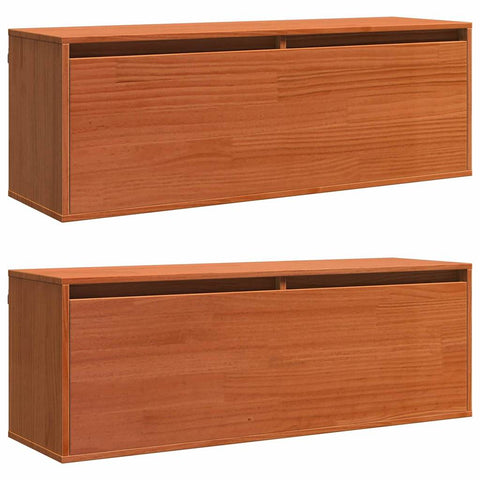 vidaXL Wall Cabinets 2 pcs Wax brown 100 x 30 x 35 cm Solid pine wood