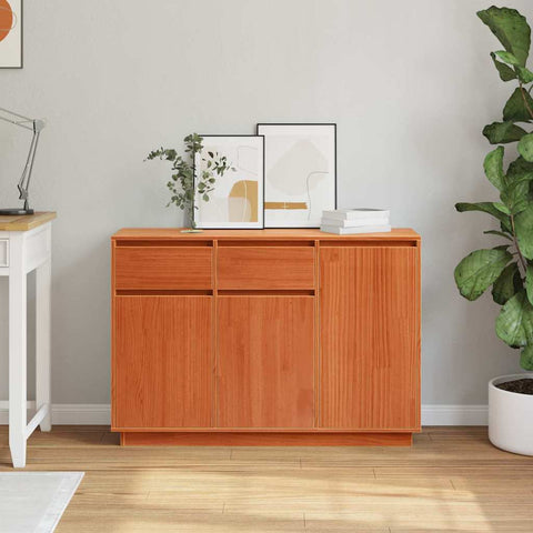vidaXL Sideboard Wax brown 110 x 34 x 75 cm Solid pine wood