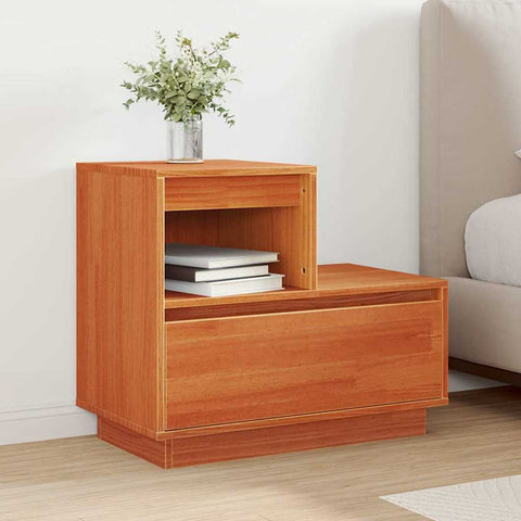 vidaXL Bedside Cabinet Wax brown 60 x 34 x 51 cm Solid pinewood