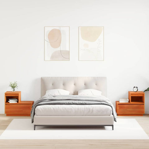 vidaXL Bedside Cabinet 2 pcs Wax brown 60 x 34 x 51 cm Solid pinewood