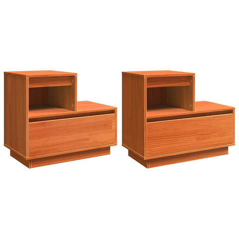 vidaXL Bedside Cabinet 2 pcs Wax brown 60 x 34 x 51 cm Solid pinewood
