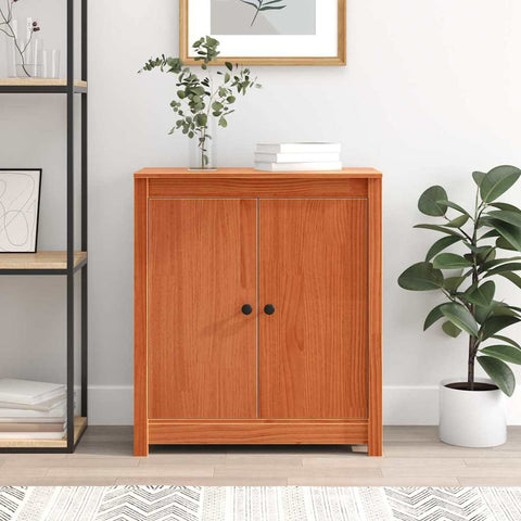 vidaXL Sideboard with Storage with Door Brown 70 x 35 x 80 cm Solid pine wood