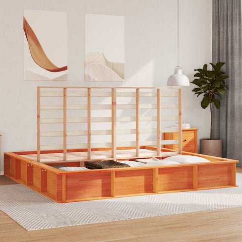 vidaXL with Storage Wax brown 200 x 200 cm Wood