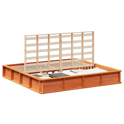 vidaXL with Storage Wax brown 200 x 200 cm Wood