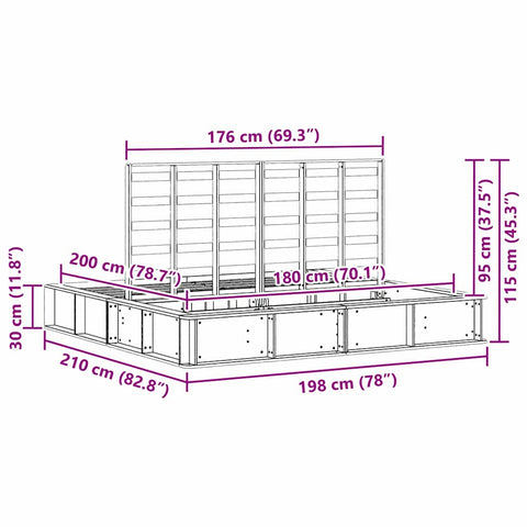 vidaXL with Storage Brown 180 x 200 cm Wood
