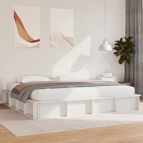 vidaXL with Storage White 180 x 200 cm Wood and Metal