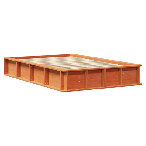 vidaXL with Storage Wax brown 140 x 200 cm Solid wood