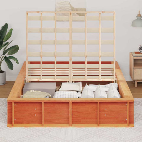 vidaXL with Storage Manual Wax brown 120 x 200 cm Solid wood
