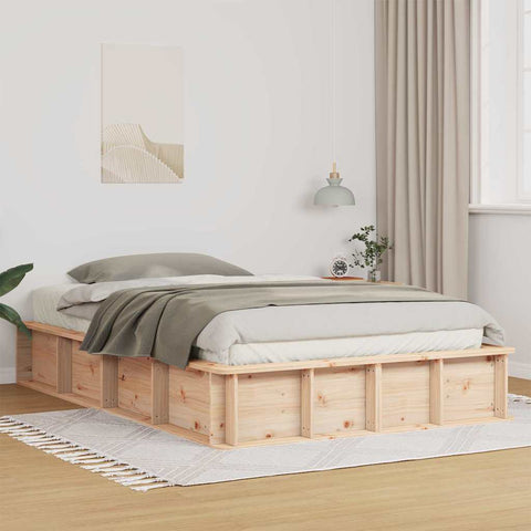 vidaXL with Storage Brown 140 x 190 cm Solid pine wood