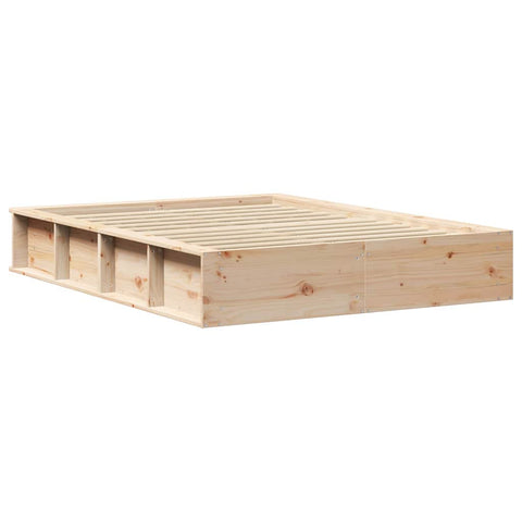 vidaXL with Storage Brown 140 x 190 cm Solid pine wood