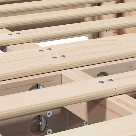 vidaXL with Storage Brown 135 x 190 cm Solid pine wood