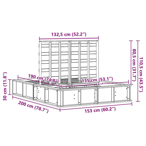 vidaXL with Storage Brown 135 x 190 cm Solid pine wood