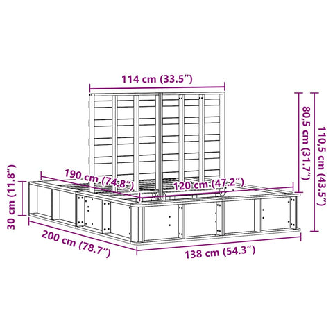vidaXL with Storage Wax brown 120 x 190 cm Wood