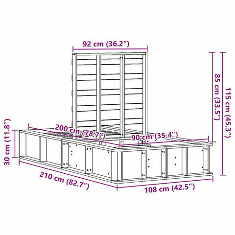vidaXL with Storage Manual White 100 x 200 cm Solid wood