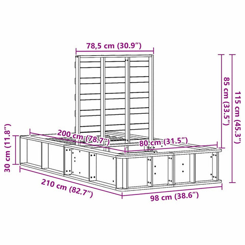 vidaXL with Storage Brown 80 x 200 cm Solid pine wood