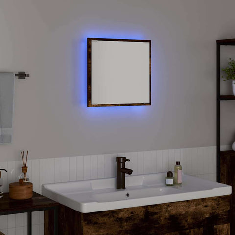 vidaXL LED Bathroom Mirror Smoked Oak 40 x 8.5 x 37 cm Engineered Wood