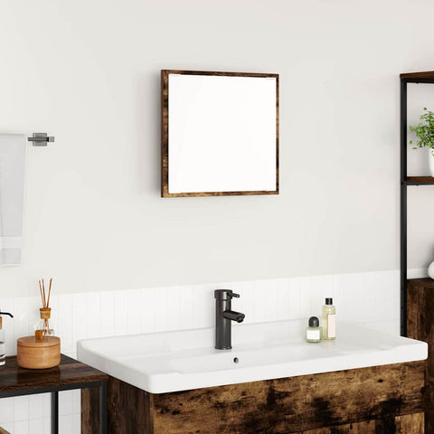 vidaXL LED Bathroom Mirror Smoked Oak 40x8.5x37 cm Engineered Wood
