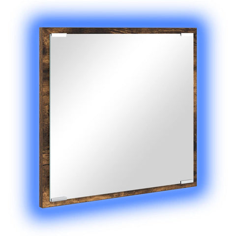 vidaXL LED Bathroom Mirror Smoked Oak 40x8.5x37 cm Engineered Wood