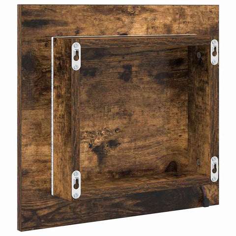 vidaXL LED Bathroom Mirror Smoked Oak 40x8.5x37 cm Engineered Wood