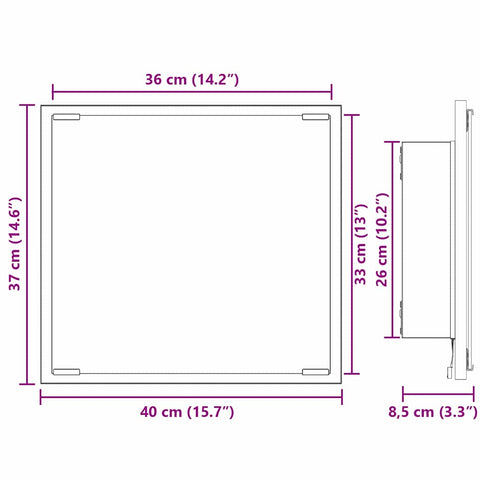 vidaXL LED Bathroom Mirror Smoked Oak 40x8.5x37 cm Engineered Wood