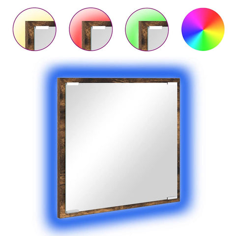 vidaXL LED Bathroom Mirror Smoked Oak 40x8.5x37 cm Engineered Wood