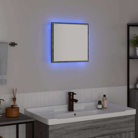 vidaXL LED Bathroom Mirror Wall-mounted Grey Sonoma 40 x 8.5 x 37 cm