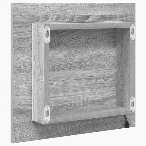 vidaXL LED Bathroom Mirror Grey Sonoma 40x8.5x37 cm Engineered Wood