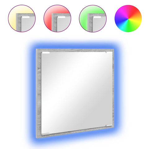 vidaXL LED Bathroom Mirror Grey Sonoma 40x8.5x37 cm Engineered Wood