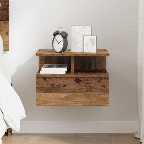 vidaXL Floating Nightstand Old Wood 40x31x27 cm Engineered Wood