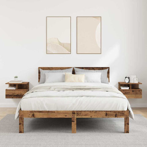 vidaXL Floating Nightstands 2 pcs Old Wood 40x31x27 cm Engineered Wood