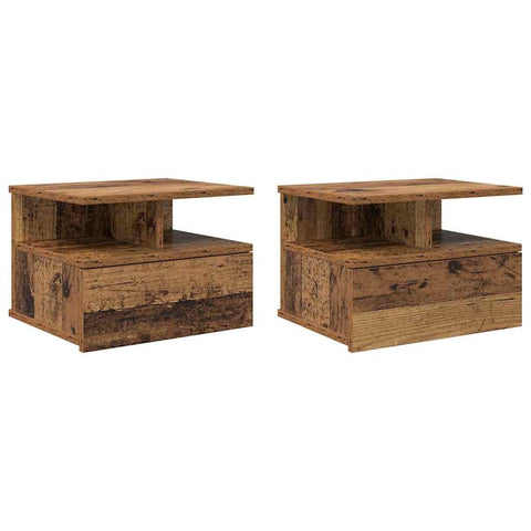 vidaXL Floating Nightstands 2 pcs Old Wood 40x31x27 cm Engineered Wood