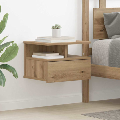 vidaXL Floating Nightstand Artisan oak 40 x 31 x 27 cm Engineered wood