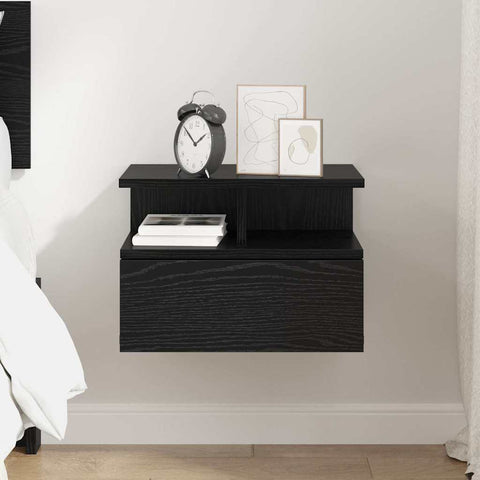 vidaXL Floating Nightstand Black oak 40 x 31 x 27 cm Engineered wood