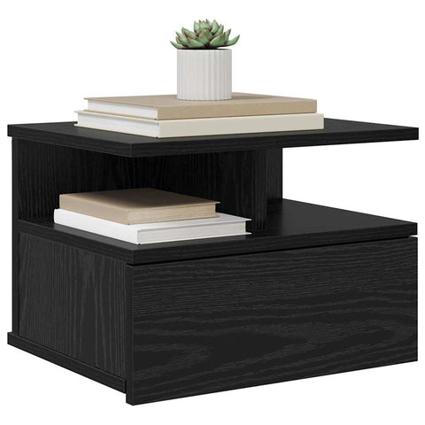 vidaXL Floating Nightstand Black oak 40 x 31 x 27 cm Engineered wood