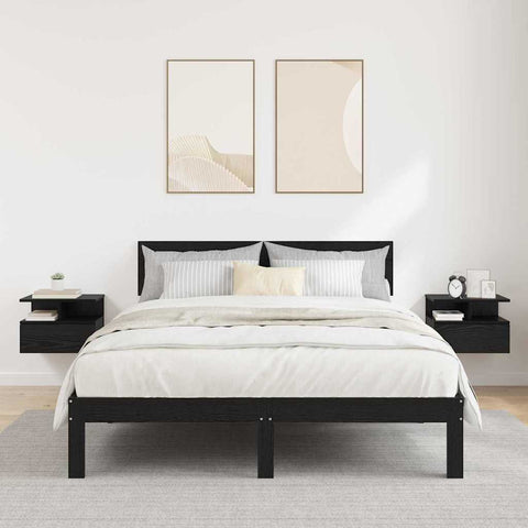vidaXL Floating Nightstands 2 pcs Black Oak 40x31x27 cm Engineered Wood